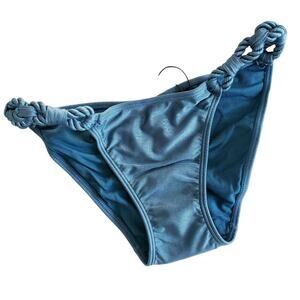 DESPI Swimwear Double Loop full silky swim bikini bottoms in Sapphire Size S NEW